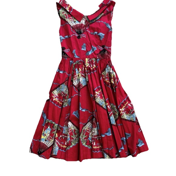 TRASHY DIVA HONEY BABY DRESS IN RED FANS SIZE 6 RETRO PIN UP ROCKABILLY 50s - Picture 2 of 8